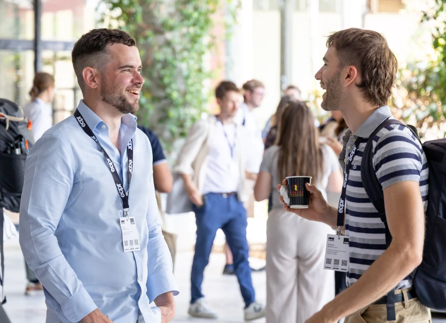 Two people talking at an ECPR conference