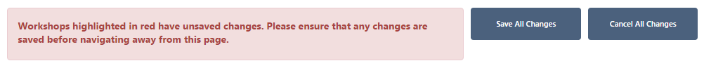 Workshop Evaluation Save Cancel All Buttons
