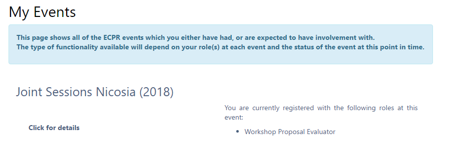 My Events Page